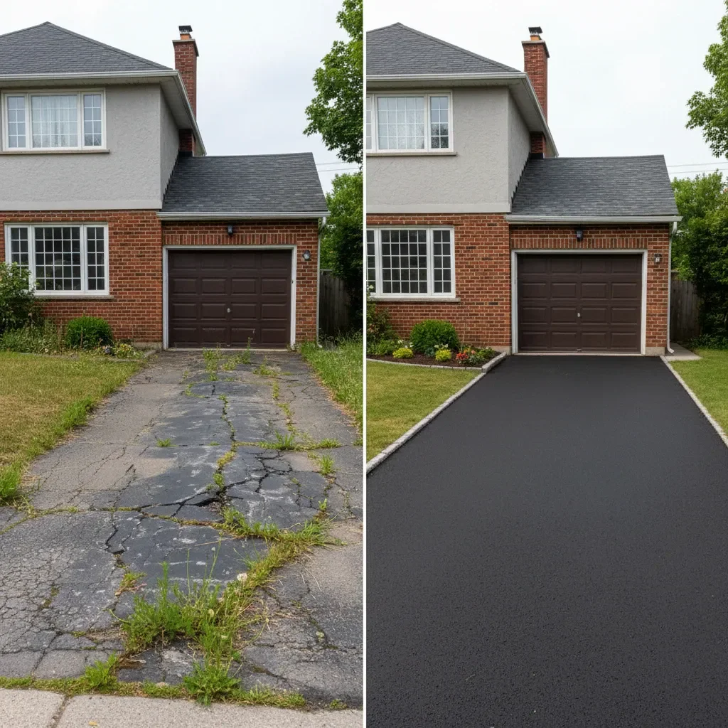 Paving contractor transformation - before and after by Legacy Landscaping Etobicoke in Etobicoke